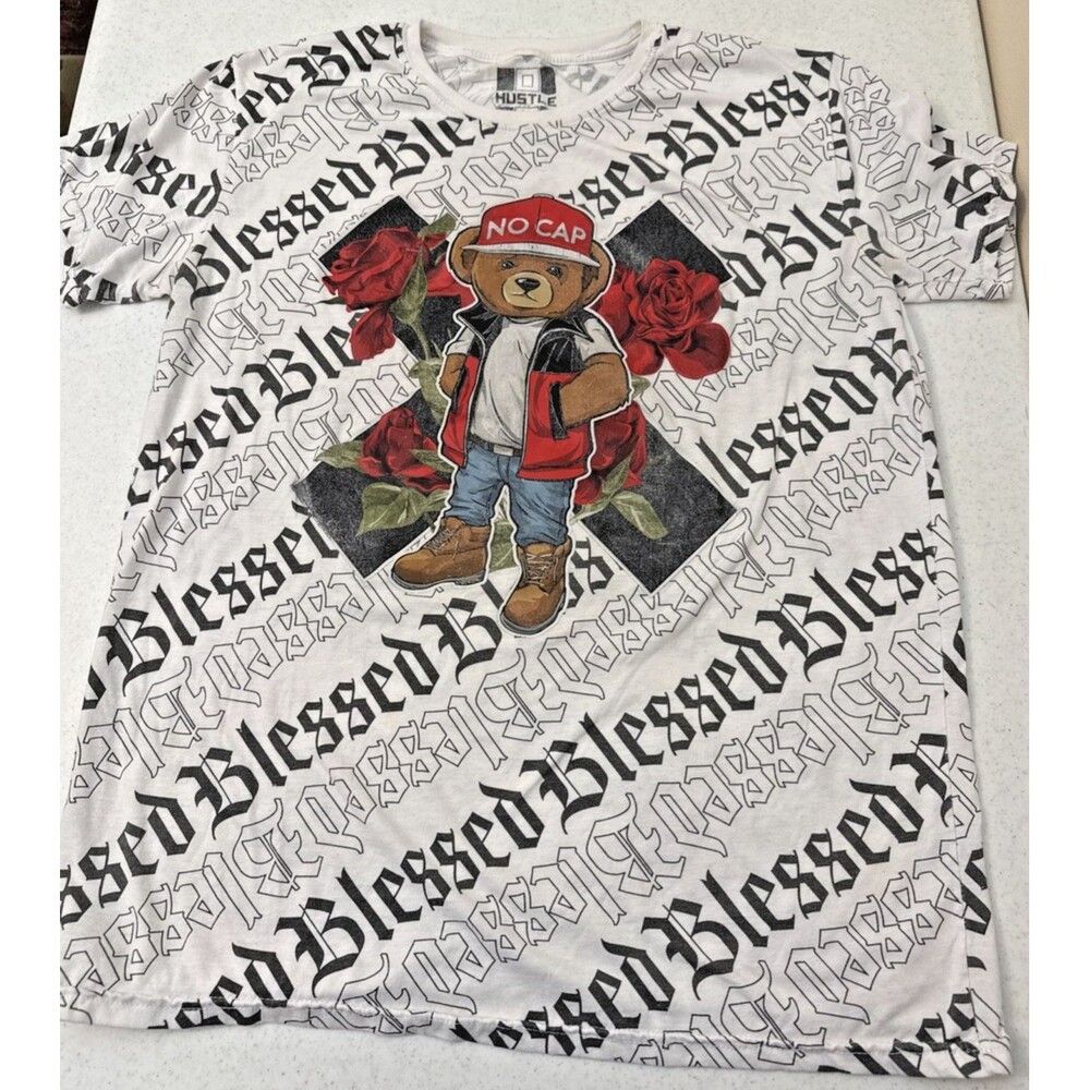Bailey Apparel Hustle OG Adult T-Shirt XL Blessed No Cap Bear All Over Print